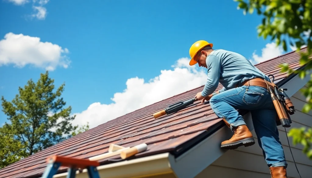 Install high-quality roofing solutions with a skilled professional on a suburban home.