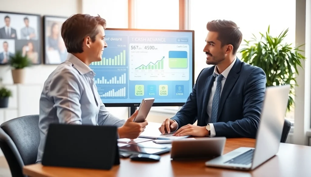 카드 현금화 방법을 설명하는 전문가와 사무실 환경