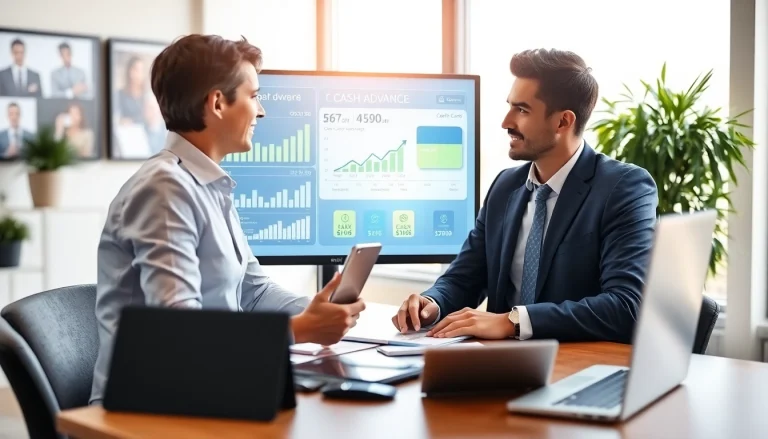 카드 현금화 방법을 설명하는 전문가와 사무실 환경