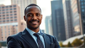 Professional portrayal of Orlando Black, exuding confidence in a vibrant urban setting.