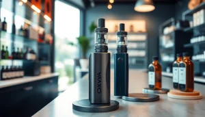 Oxva Vape-Gerät im Vordergrund mit stilvollem Hintergrund, das modernes Dampfen symbolisiert.