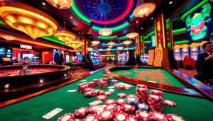 Experience the excitement of gambling with the link to w88 in a luxurious casino scene.