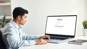 Accessing the Atera login page on a laptop for streamlined login and troubleshooting.