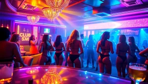 Experience the vibrant ambiance of Club SXM with stunning performers in a lively nightlife setting.