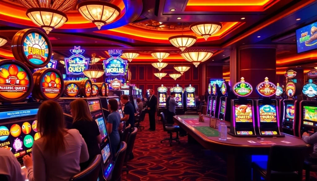 Players enjoying thrilling Slot machines in a vibrant casino atmosphere.