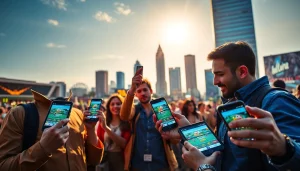 Dynamic California sports betting scene showcasing vibrant mobile betting activity.