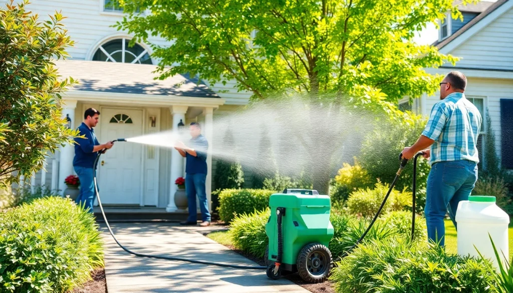 Soft wash pressure washing service using eco-friendly solutions on a residential home.
