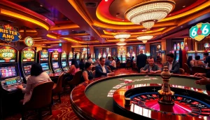 Players enjoying the excitement of the new 66 casino, engaging in slot machines and table games.