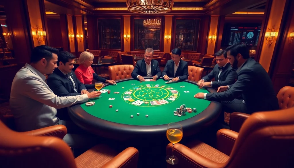 Experience excitement at link rr88 with a vibrant casino scene featuring a high-stakes poker table.