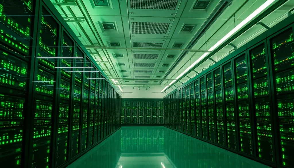 Visual representation of cloud mining showcasing renewable energy solutions and advanced technology.