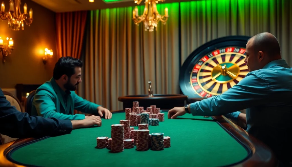 fa88 poker players strategizing at a luxurious casino table