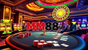 Engaged players at MM88 casino table enjoying poker and roulette.