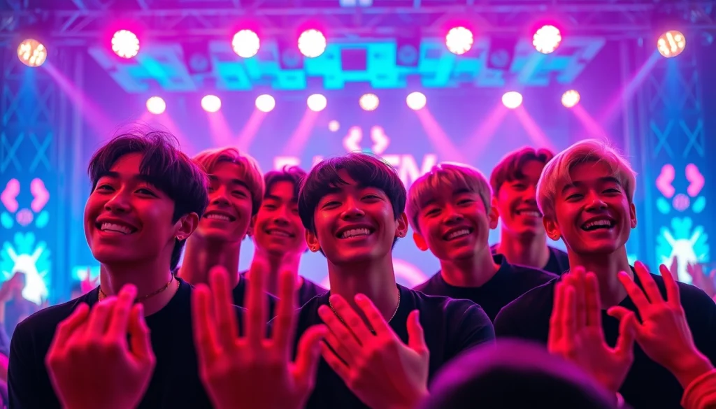 Experience BTS news through a vibrant concert scene showcasing fan excitement and dynamic lighting.