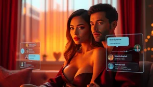 An engaging scene of an AI character designed for nsfw ai chats in a cozy digital lounge.