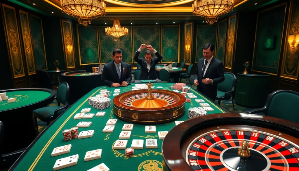 Ikuti permainan Mahjong Link yang mendebarkan di kasino mewah dengan ubin yang berwarna-warni dan pemain yang bersemangat.