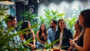 Join members at Club Cannabis Madrid engaging in a vibrant and relaxed social environment.