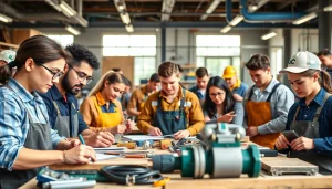 Students in action at abc trade school, focusing on trades like plumbing and electrical work.