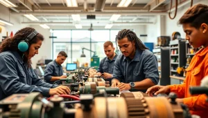 Students practicing skills at Trade School Knoxville TN with modern equipment.