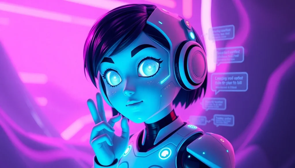 Engaging NSFW character AI in a futuristic digital chat interface showcasing advanced design and interaction features.