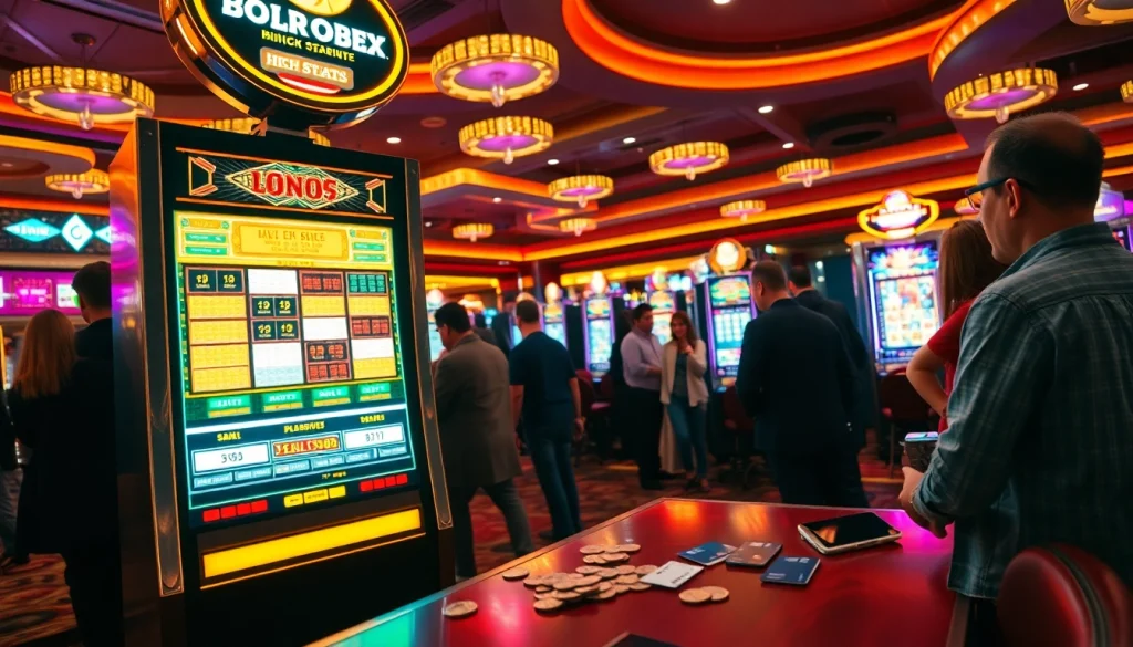 Menggambarkan pengalaman slot depo 1k yang mendebarkan dengan pemain dan mesin modern.