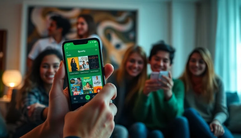 Expansive view of a smartphone showcasing the spotify mod apk with vibrant album art.