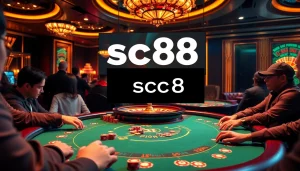 Players enjoying a thrilling poker game at a luxurious casino featuring sc88 elements.