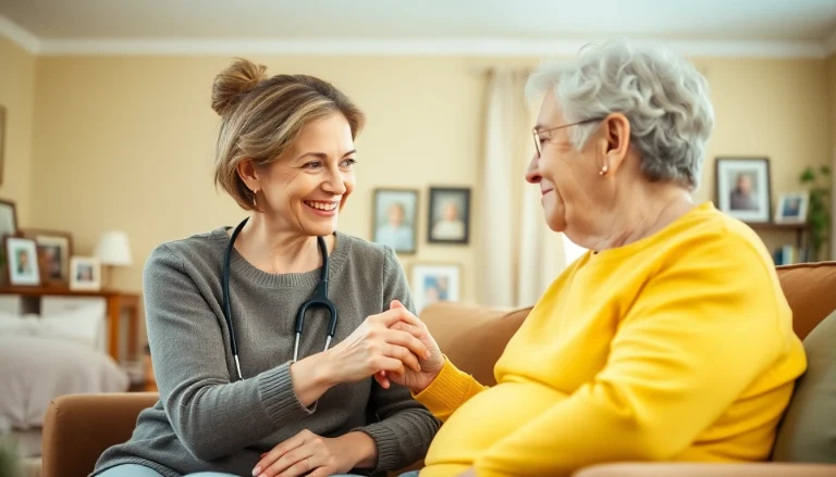 Engaging scenes of austin senior home care showcasing caregiver assisting an elderly person.