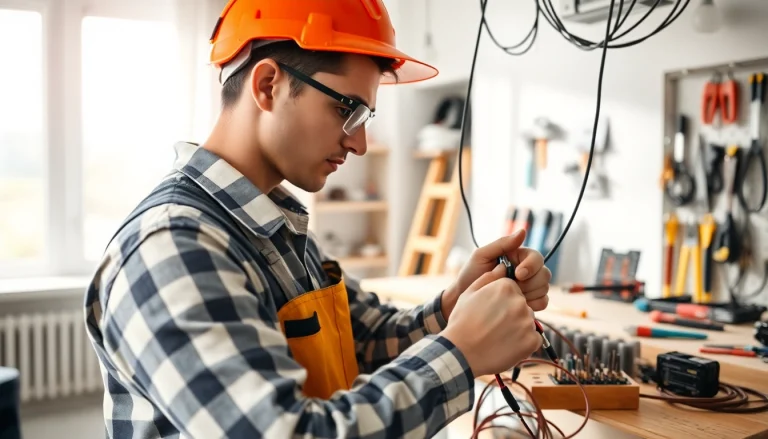 Electrician apprenticeship Hawaii: Skilled apprentice working on electrical wiring installation at home.