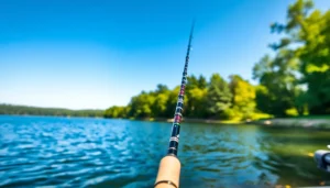 Showcasing the best fly fishing rods against a tranquil lake setting, emphasizing quality and craftsmanship.