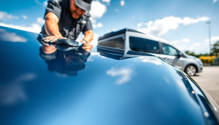 Best car detailing Chattanooga TN, showcasing a technician meticulously cleaning a luxury vehicle.