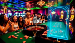 Players enjoying vibrant casino games at mk8th.net, showcasing excitement and high stakes.