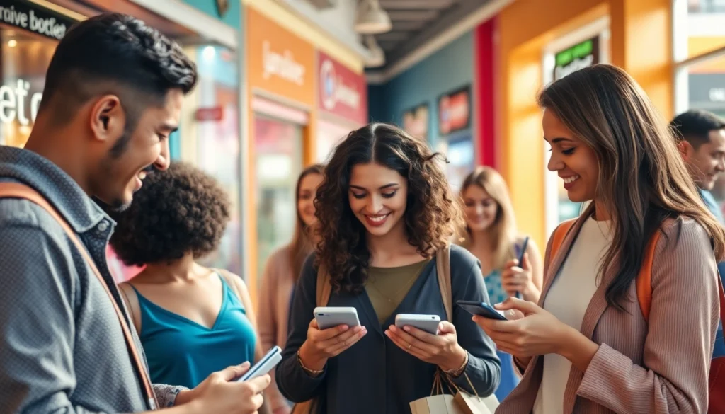 Engaging shopping experience at https://buyingst.com showcasing lively consumers and bright market atmosphere.