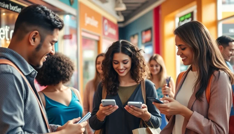 Engaging shopping experience at https://buyingst.com showcasing lively consumers and bright market atmosphere.