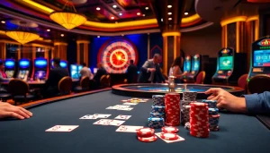 Engaging players at Nhà cái Haywin enjoy a vibrant casino atmosphere with poker and roulette.