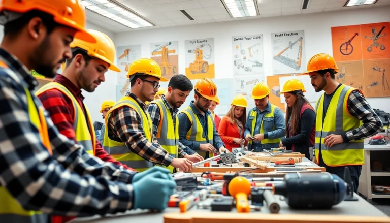 Students learning at construction trade schools in Texas in a vibrant classroom environment.
