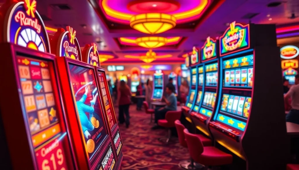 Menang besar di slot depo 1k dengan mesin slot berwarna cerah dan pemain yang antusias.