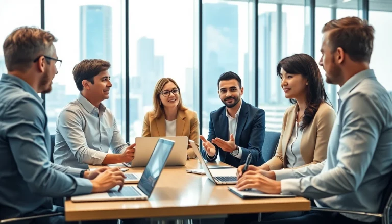 Captivating scene of recruiters evaluating how to hire top sales talent in a modern office.