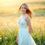 Capture a moment of light & airy photography showcasing a bride in a sunlit meadow.