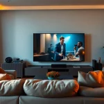 ดูหนังออนไลน์ ในห้องนั่งเล่นที่อบอุ่นกับทีวีขนาดใหญ่