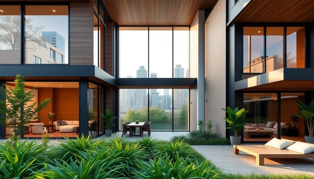 Boston residential architecture firm showcases a modern home with large windows and greenery.